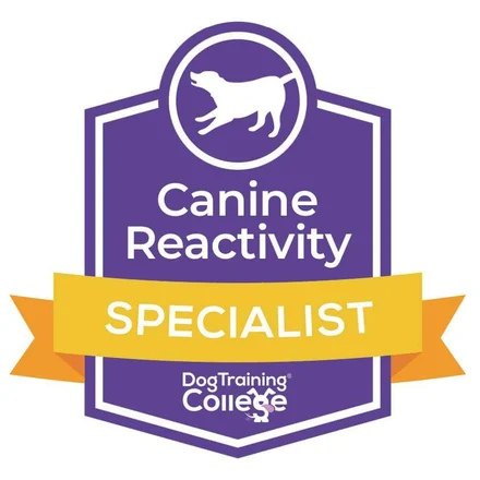 Canine Reactivity Specialist badge from Dog Training College, Dog Paw Training Bolton