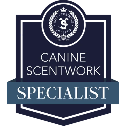 Canine Scentwork Specialist badge from Dog Training College, Dog Paw Training Bolton