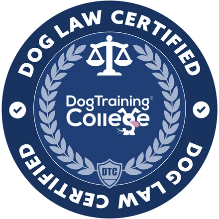 Dog Law Certified badge from Dog Training College, Dog Paw Training Bolton