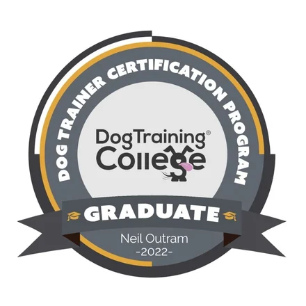 Dog Trainer Certification Program graduate badge for Neil Outram 2022, Dog Paw Training Bolton