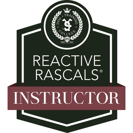 Reactive Rascals Instructor badge from Dog Training College, Dog Paw Training Bolton