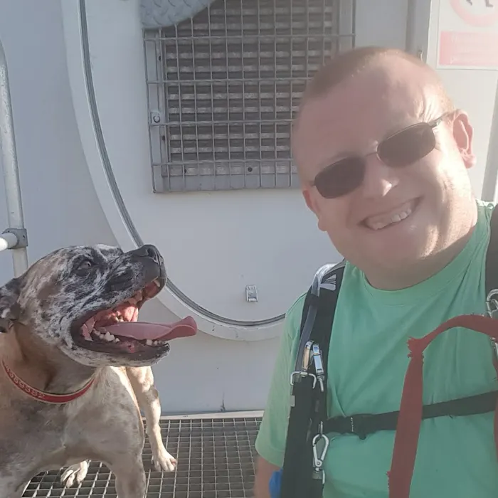 Neil Outram out with one of his own dogs Dog Paw Training Bolton